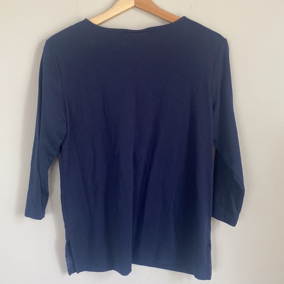 Alfred Dunner Navy Blue Embroidered Blouse Tunic Size Small - Picture 6 of 6